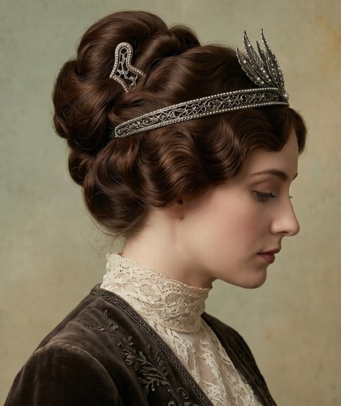 Chignon des ann&eacute;es 1910 avec diad&egrave;me