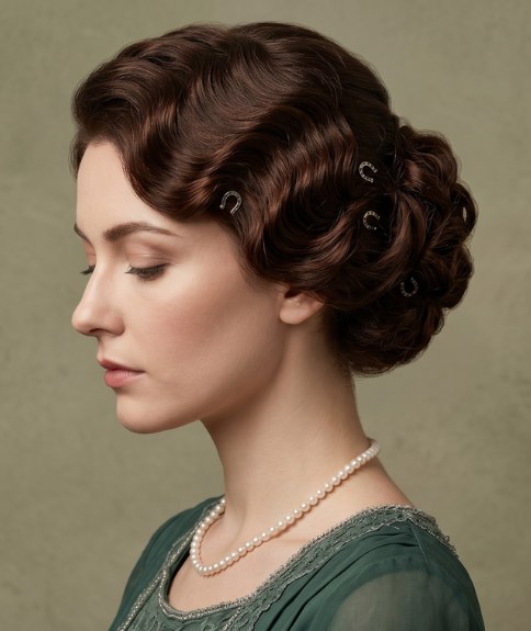 Chignon aux ondulations douces de 1914