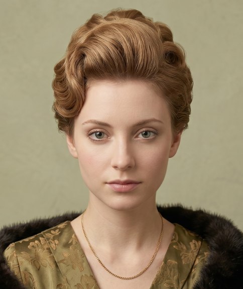 Chignon du début des années 1910 avec boucles et ondulations