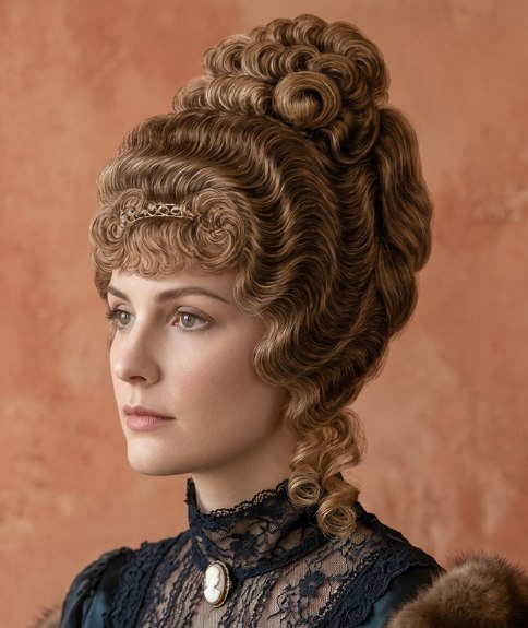 Chignon d&rsquo;inspiration victorienne avec boucles