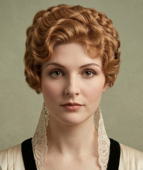 Chignon romantique des ann&eacute;es 1910 avec tresse et boucles