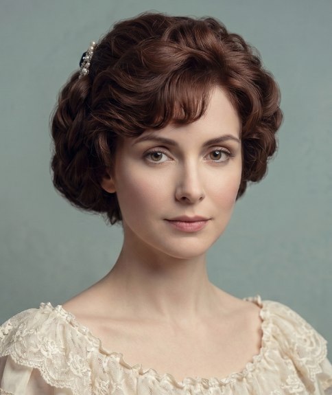 Coiffure romantique orn&eacute;e d&rsquo;un peigne &agrave; cheveux serti de bijoux