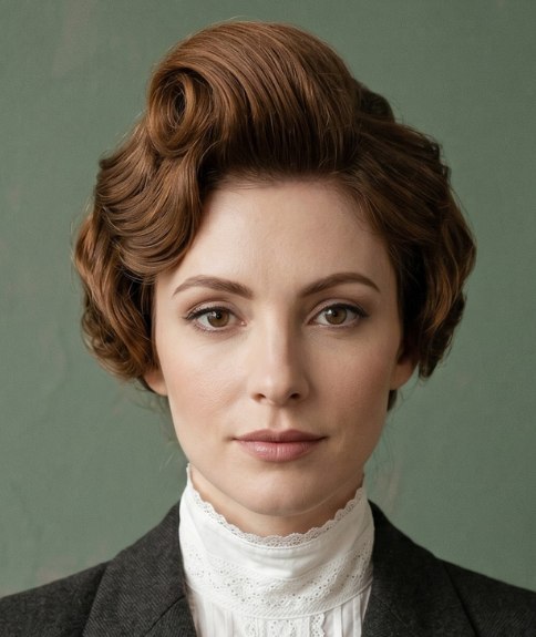Chignon avec une grande boucle au sommet de la tête