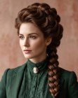 Chignon orn&eacute; d'une longue tresse