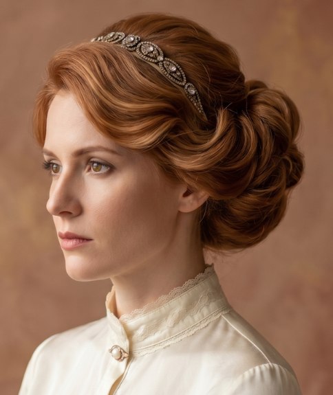 Chignon &eacute;douardien avec bandeau