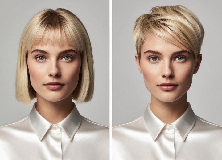 Applications de coiffure – Exemple de transformation virtuelle d’un carré à une coupe garçonne