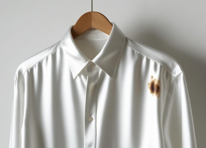 Chemisier en nylon avec une tache de teinture pour cheveux