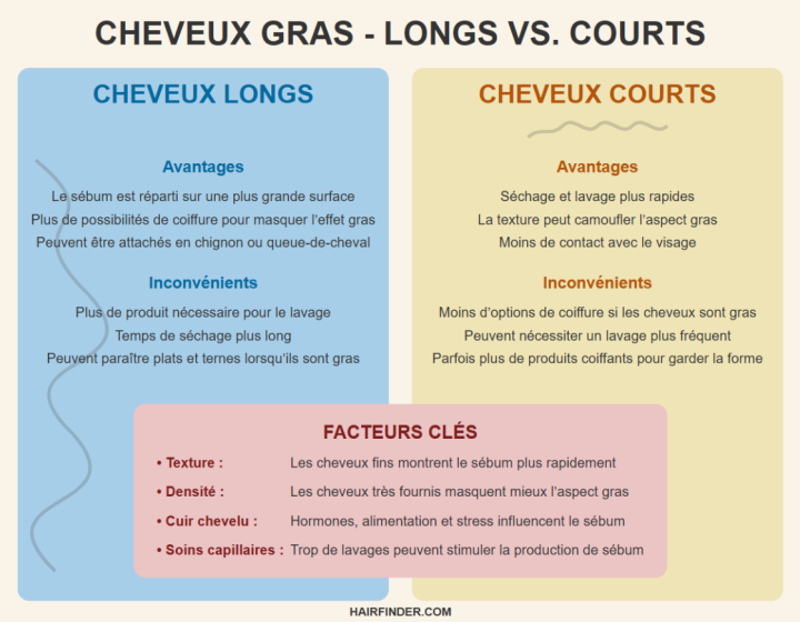 Infographie - Cheveux gras longs ou courts