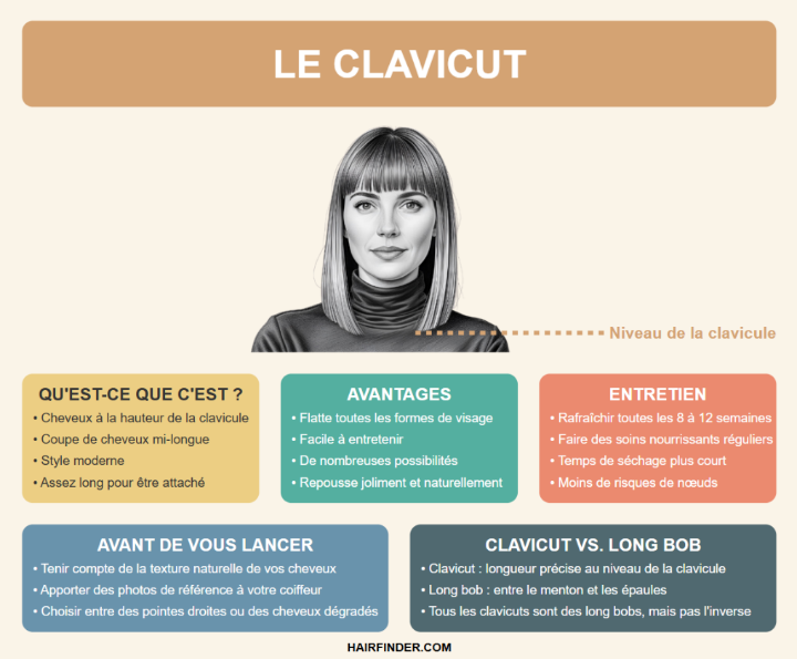 Infographie coiffure - Qu'est-ce qu'un clavicut 