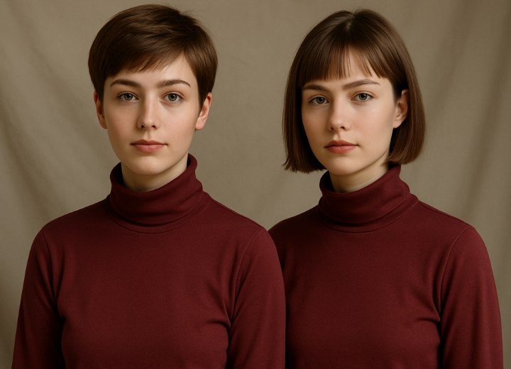 Jumelles à la mode avec des cheveux courts