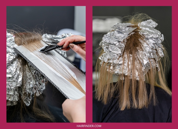 La technique du papier aluminium pour lowlights ou mèches foncées