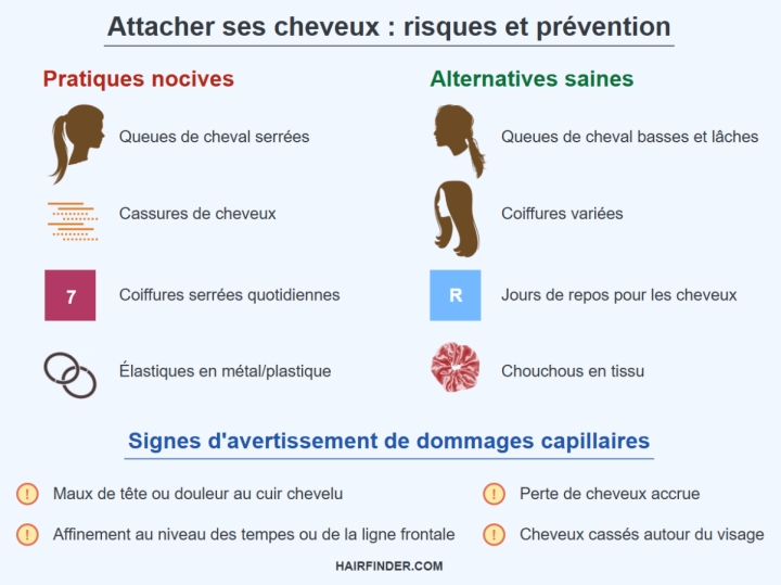Infographie - Attacher ses cheveux : risques et prévention