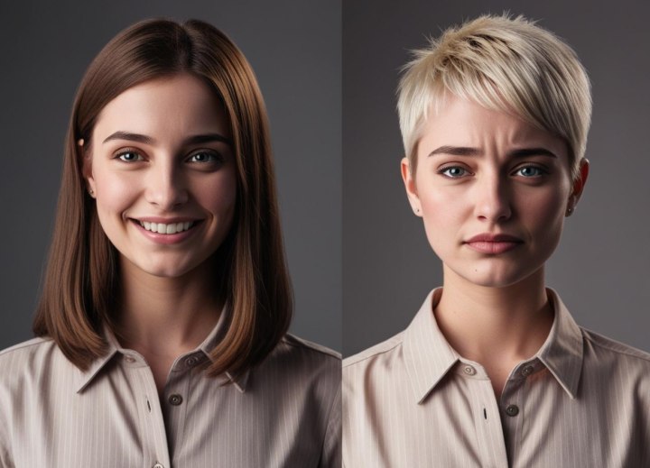 Cheveux avant et après décoloration