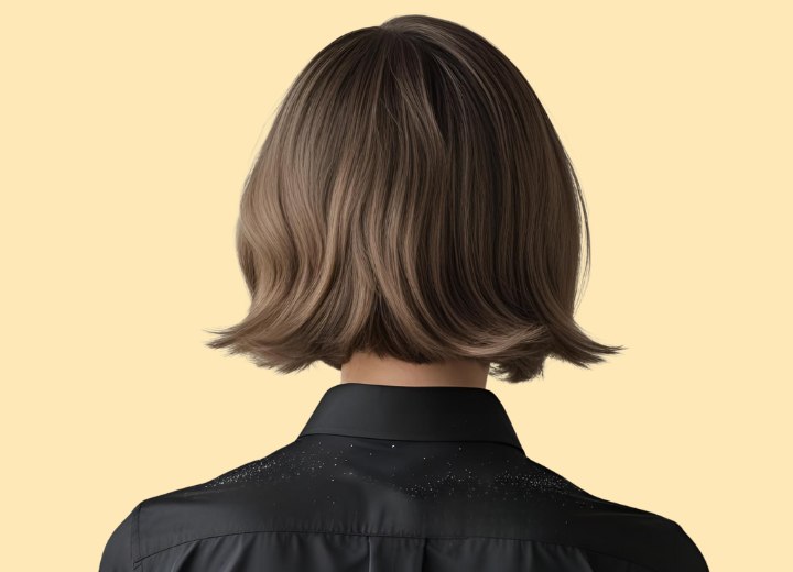 Femme avec des pellicules et les cheveux coupés au carré