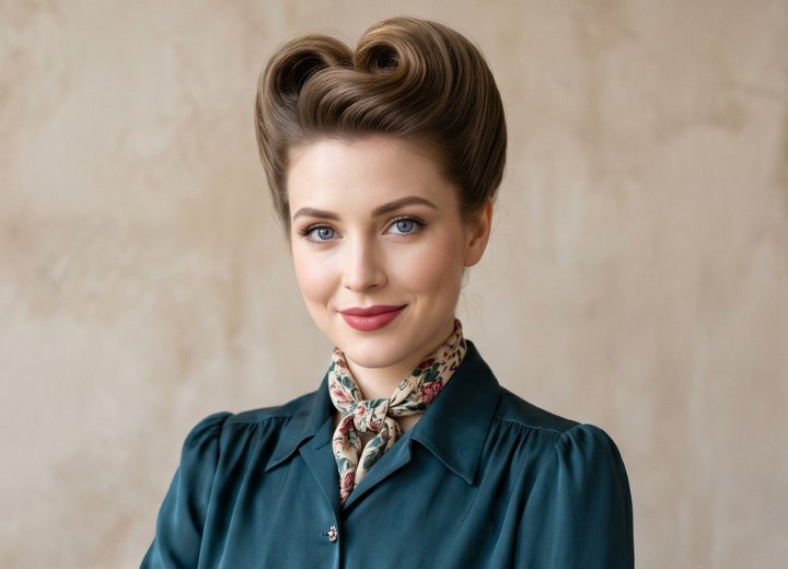 Coiffure pompadour des ann&eacute;es 1940