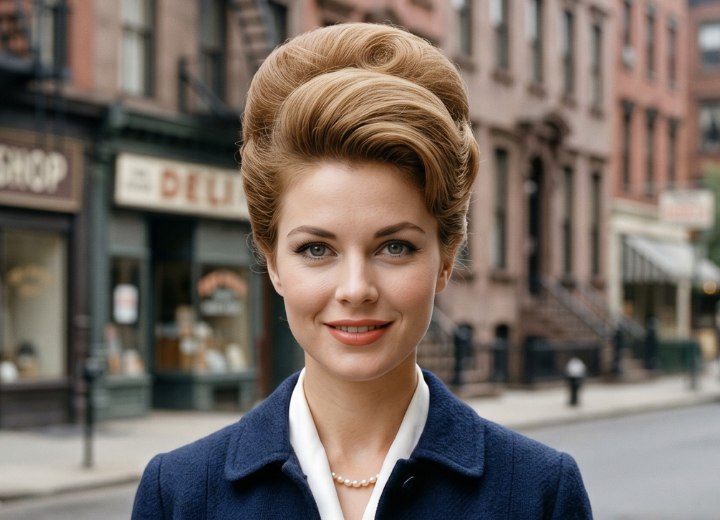 Coiffure ruche des ann&eacute;es 1950