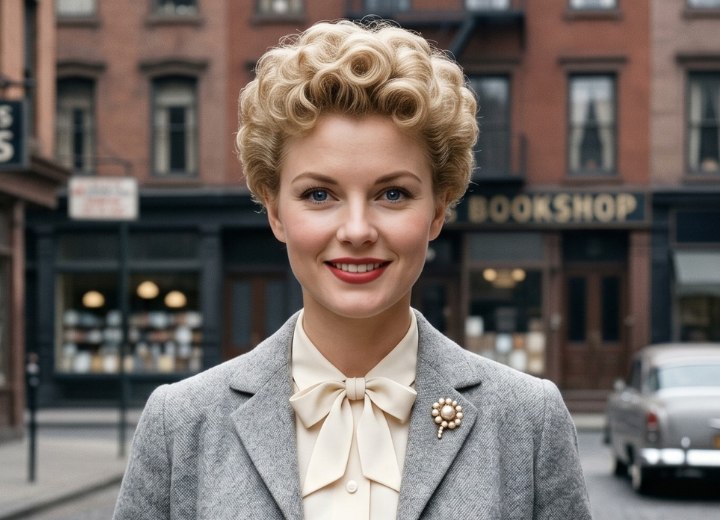 Coupe courte des ann&eacute;es 1950, pour femmes