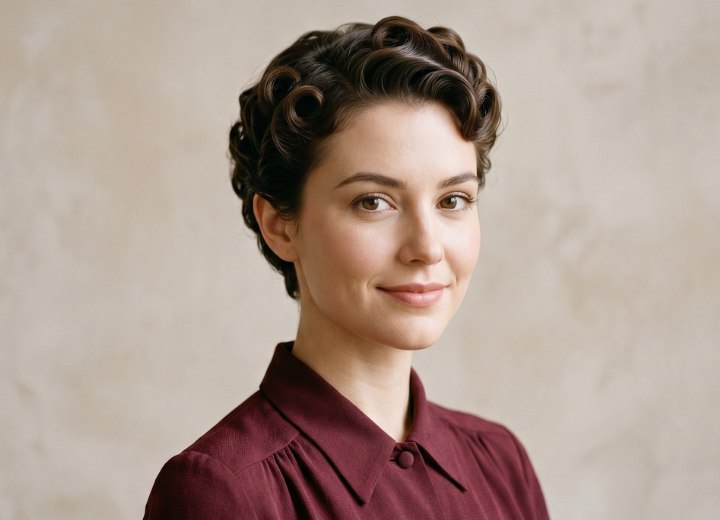 Coupe de cheveux courte pour femme des ann&eacute;es 1940