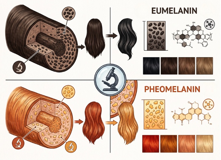 L'eum&eacute;lanine et la ph&eacute;om&eacute;lanine qui d&eacute;terminent votre couleur de cheveux
