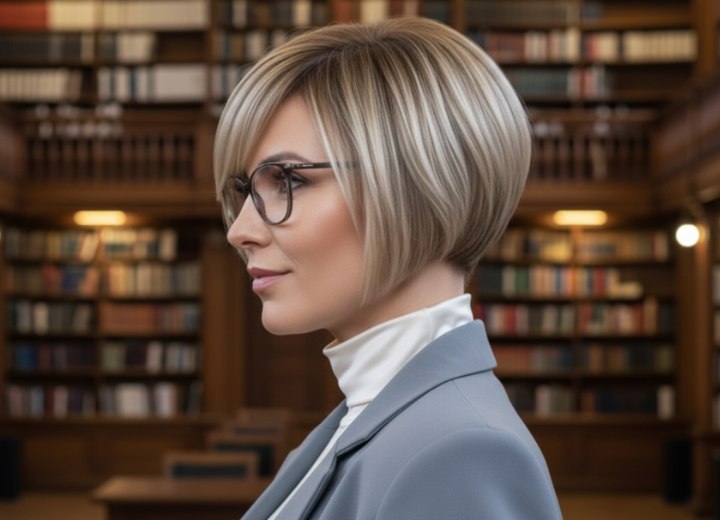 Carré plongeant court et col roulé blanc – Vue de côté