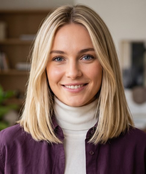 Coiffure blonde décontractée mi-longue