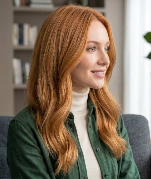 Style long romantique pour cheveux cuivrés