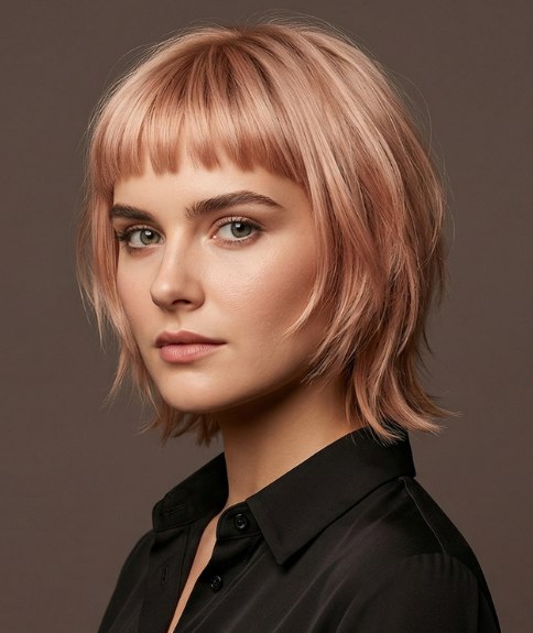 Carr&eacute; pour des cheveux rose dor&eacute;