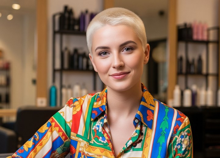 Coupe rasée pour cheveux blond platine