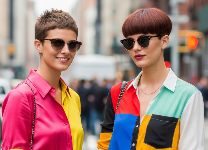 Coupe courte féminine au style boyish et coupe bol