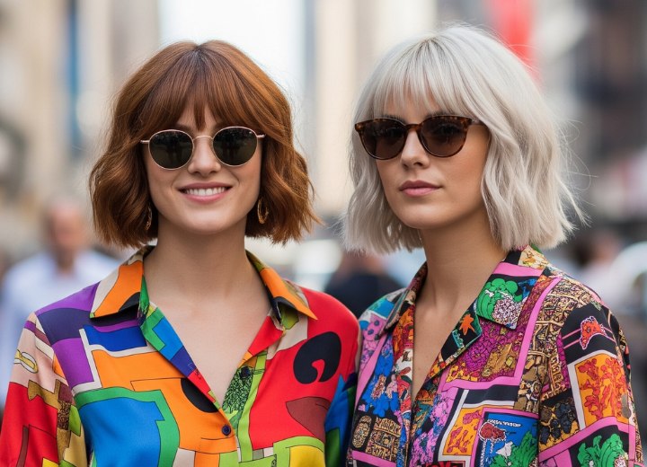 Carré avec ondulations douces et carré blond platine