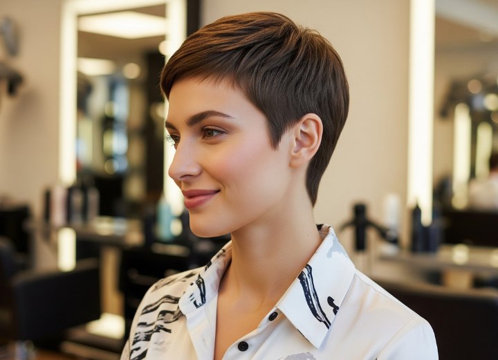 Coiffure courte élégante et féminine
