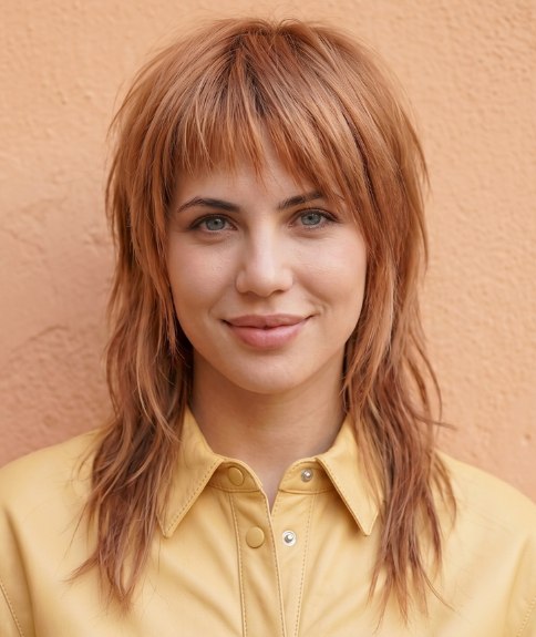 Cheveux longs et d&eacute;contract&eacute;s avec une frange rebelle