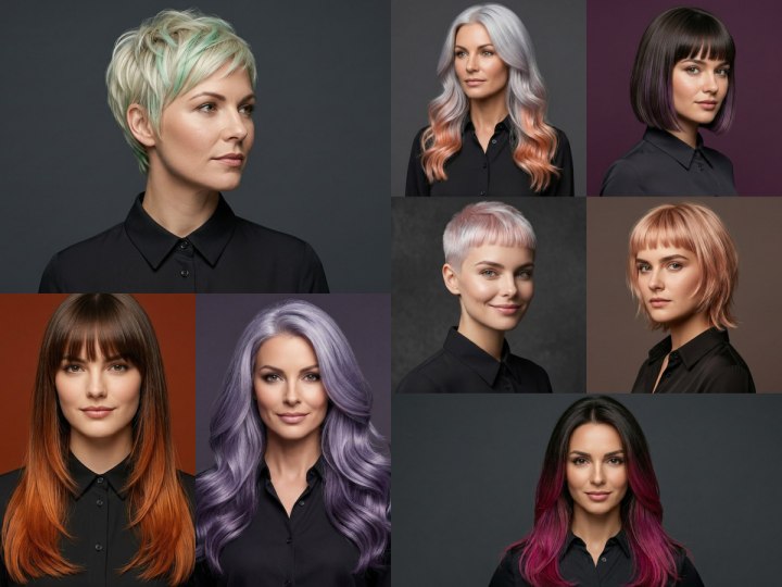 Cheveux avec des touches de couleur