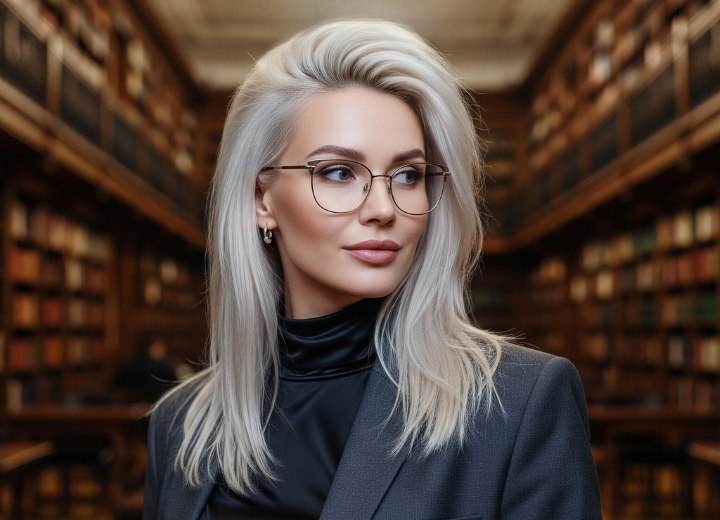 Cheveux longs et lisses blond platine