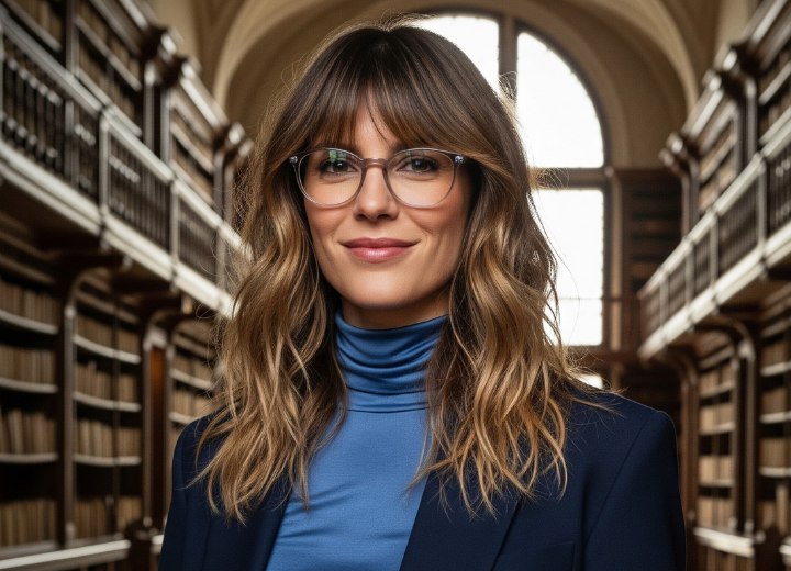 Cheveux longs avec des ondulations tombant au-delà des épaules