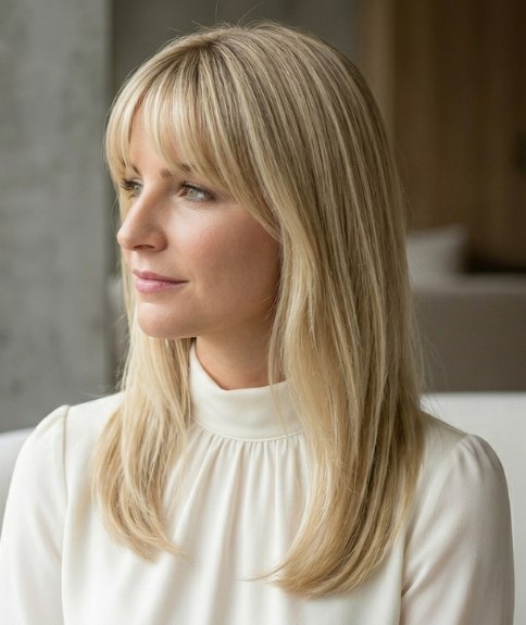 Cheveux blonds longs et doux