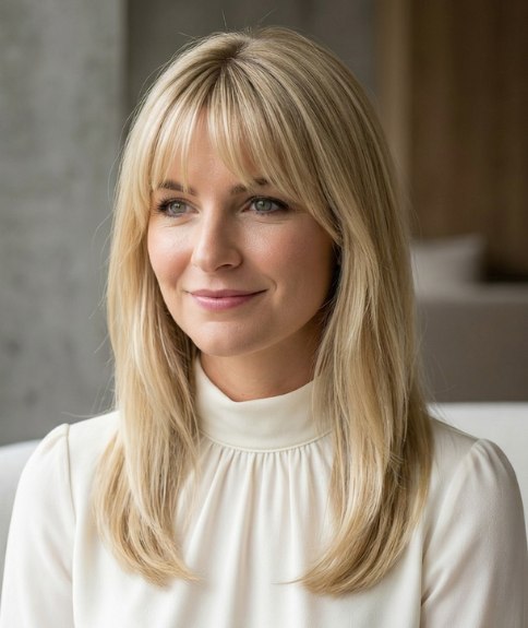 Coiffure longue avec un mouvement naturel