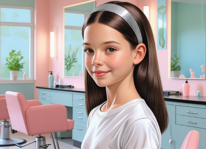 Coiffure avec tresse balayée sur le côté pour jeunes filles