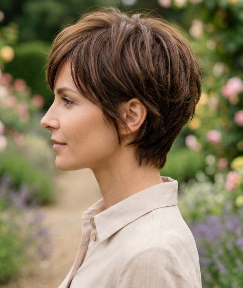 Coiffure courte et douce pour le printemps