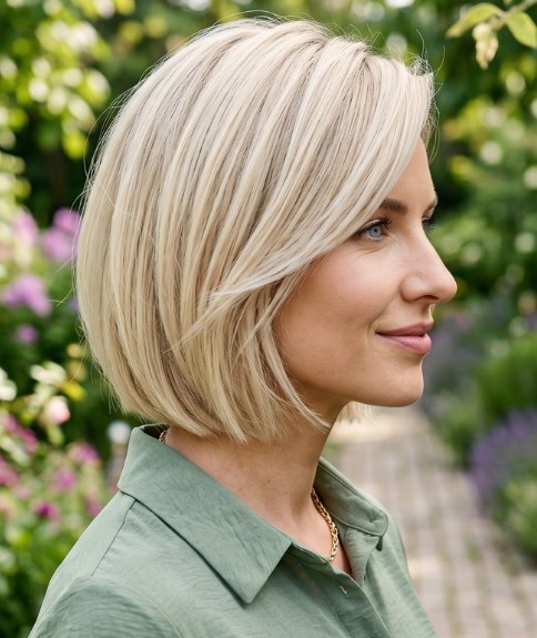 Bob blond brillant pour le printemps