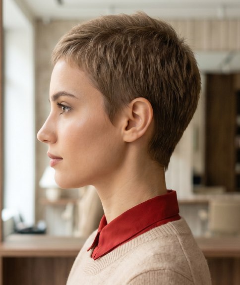 Coupe courte flatteuse avec les oreilles visibles