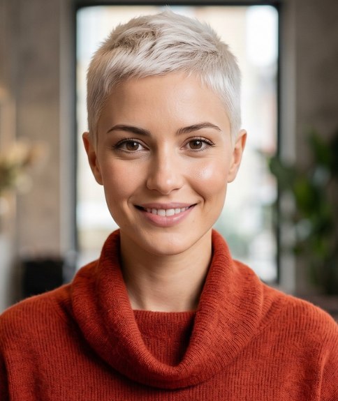 Coupe ultra courte pour cheveux blonds