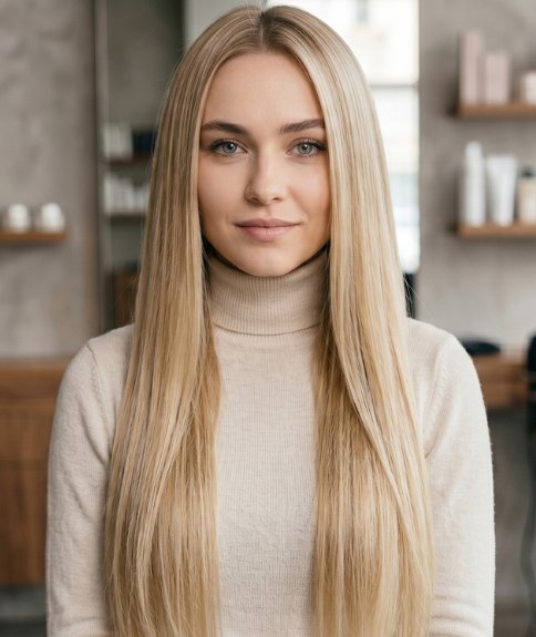 Cheveux blonds tr&egrave;s longs au rendu naturel