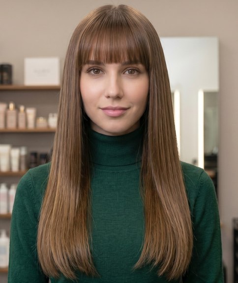Brune classique aux cheveux tr&egrave;s longs