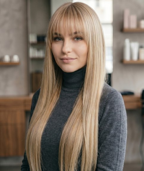 Cheveux blonds descendant sous les hanches