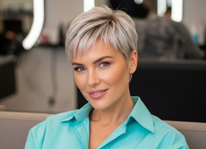 Coupe à la garçonne blonde