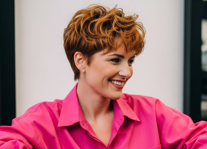 Coupe à la garçonne pour cheveux bouclés