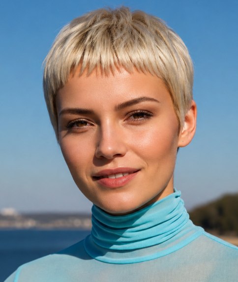 Coupe courte avec micro-frange