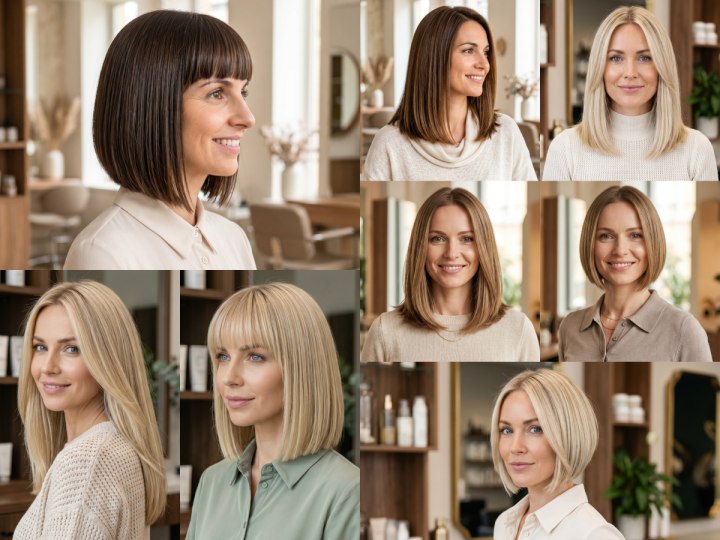 Transformations de cheveux longs en un carr&eacute;