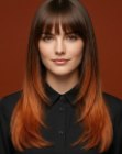 Cheveux bruns avec un balayage cuivr&eacute;